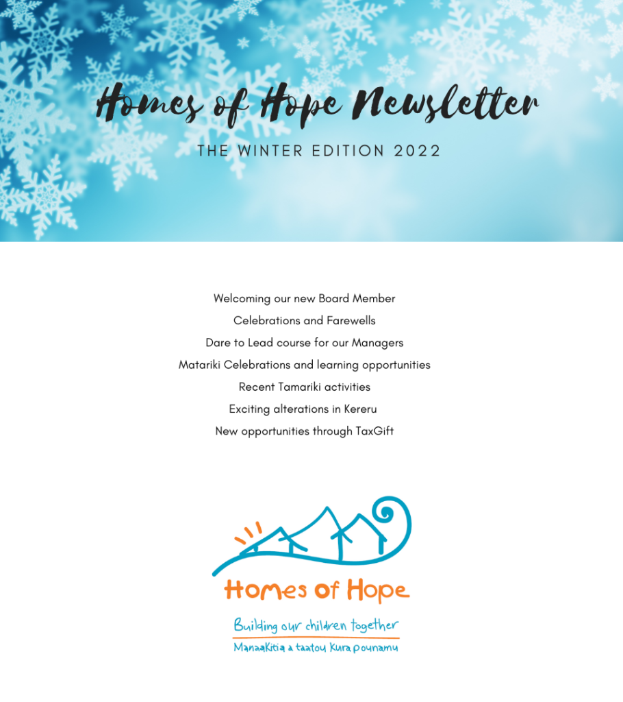 Winter Newsletter 2022 Homes of Hope