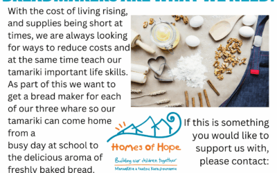 Would you like to support us with bread makers for our whare?